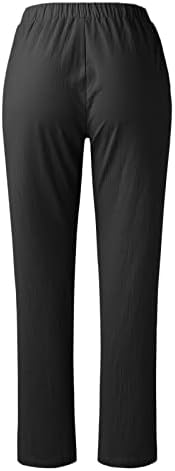 Mulheres Calças confortáveis ​​Cantura elástica Capri Pants verão calças soltas de calças cortadas calças simples com