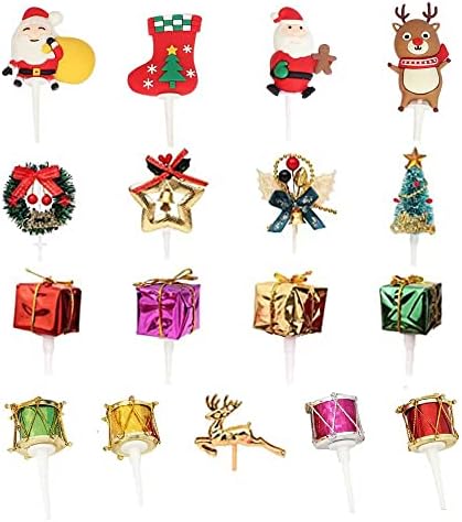 20 PCS Bolo de Natal, Topper Cupcake, incluindo Papai Noel