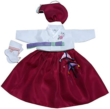 100 dias nascidos corea bebê menina hanbok vestido tradicional roupas de celebração festa vermelha