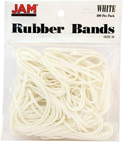 Jam Papel Bandos de borracha coloridos - tamanho 33 - Brankbands brancos - 100/pacote