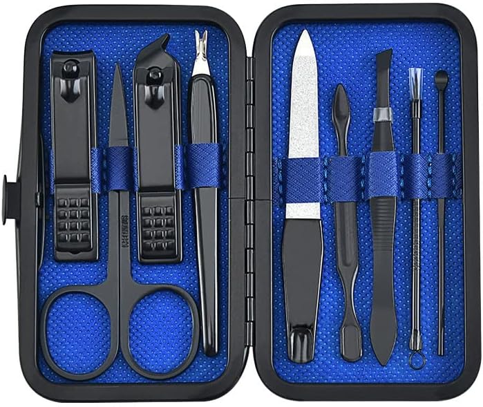 Zhuhw 9pcs/conjunto Clippers Manicure Pedicure Set Travel portátil Kit de ferramentas de cortador de unhas de aço inoxidável portátil