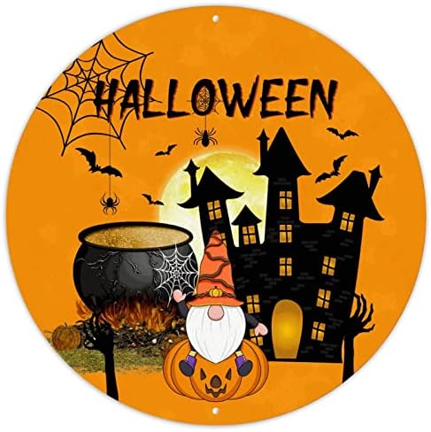 Halloween House Scary House Gnome Metal Door Hanger Halloween Lua cheia Decoração de parede de metal Sign Halloween Porta da frente