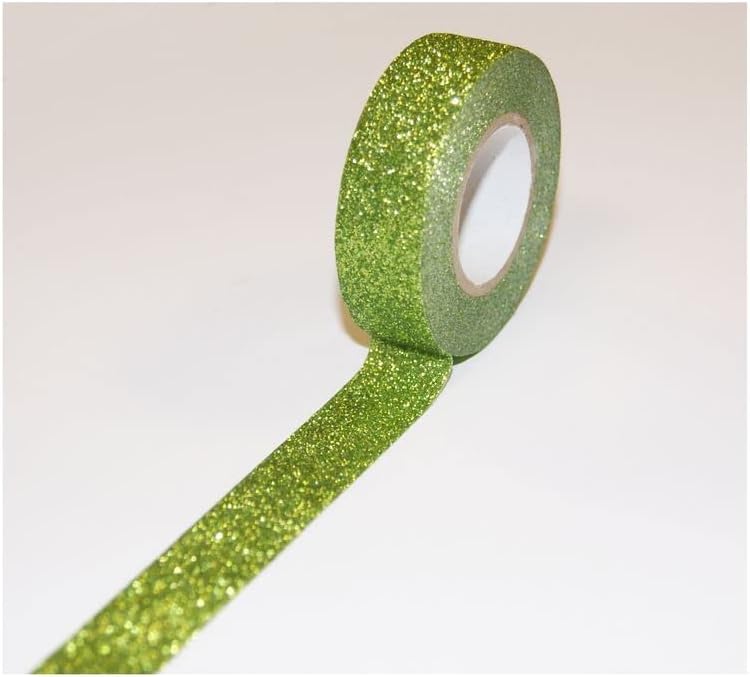 Fita de mascaramento de presentes globais - verde - glitter - reposicionável - 15 mm x 10 m