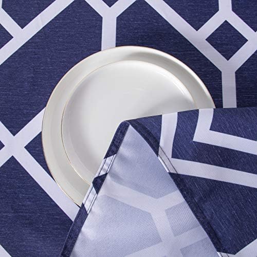 Toalha de mesa de retângulo marroquino da Lushvida, 54 x 80 Marinha - resistência à água lavável Microfibra Toca de mesa Decorativa