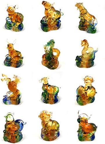 Nova coleção chinesa do zodíaco - conjunto de 12pcs -, vidro de esmalte colorido