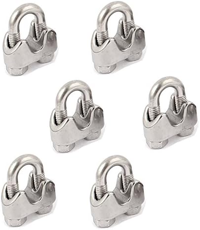 Samidea 6-Pack, M4 4mm 5/32 polegadas 304 Aço inoxidável Fixador de clama de cabo de cabo de aço inoxidável Preasteador