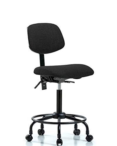 LABTECH ASSENTO LT42541 Cadeira de bancada média, tecido, base de tubo redondo -tilt, rodízios, marinha