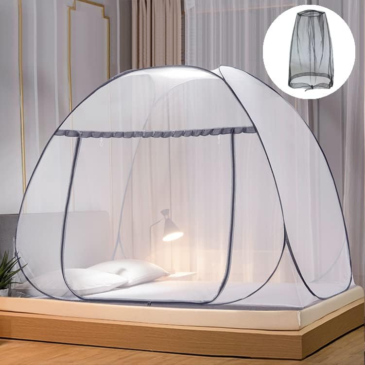 Rede de mosquito FancyLovesotio para dormir com malha de rede de mosquitos, a rede de cama dobrável portátil de viagem tende com fundo para o tamanho de gêmea e rei