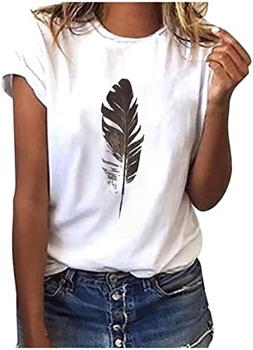 Camisetas de verão femininas de tamanho grande tee casual tampes de penas de penas