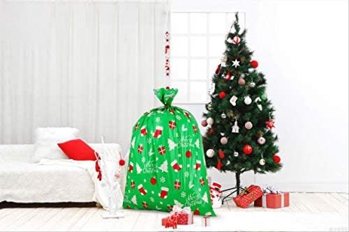 Sacos gigantes de CCINEE, sacos de Natal verdes para pacote de presentes Jumbo com etiqueta e empate em gravata