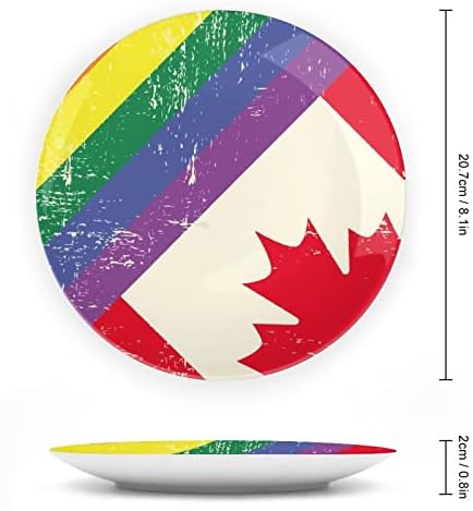 Rainbow Gay e Canadá Bandeira China China Decorativa Placas de cerâmica redonda Craft With Display Stand for Home Office