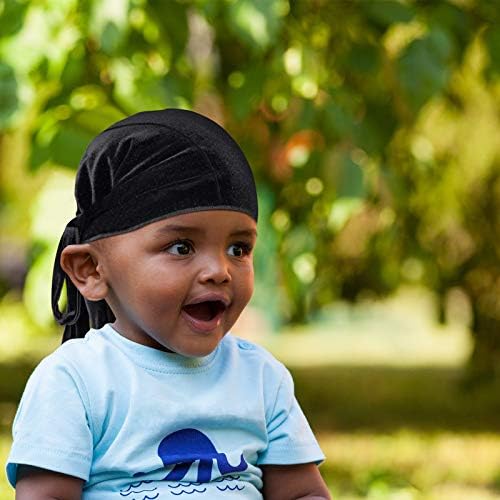 2 peças Velvet Baby Durags Kids Durag Caps 360 Wave Warge Headwraps Long Tail Turban Santories para meninas meninas