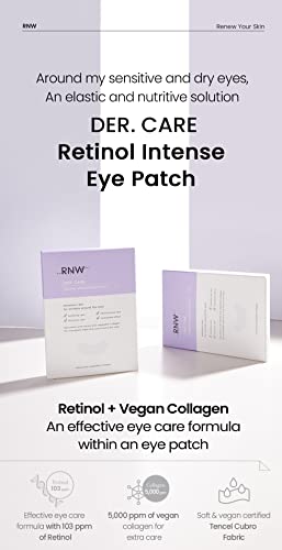 Rnw der. Care Retinol intenso olho de olho 10 pares * 0,2 oz | Sob máscara ocular calmante para círculos escuros, sacos oculares,