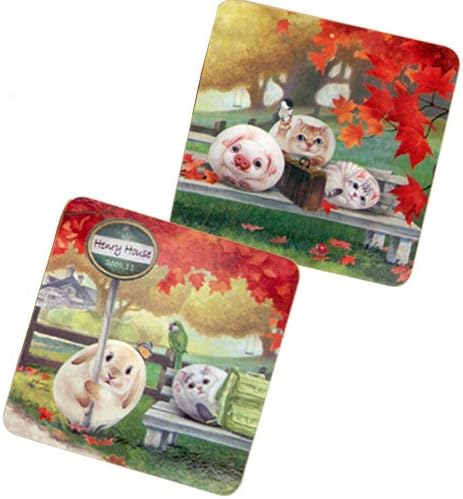 Cats Impresso Coasters de Henry Cats and Friends - Pearl of the Oriente - Conjunto de 4 montanhas -russas quadradas para escritório,