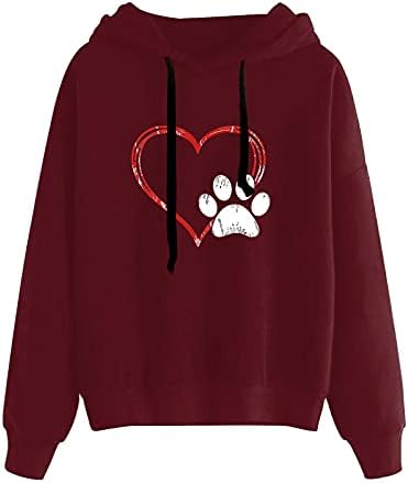 tuduoms feminino moleto foodies adorar coração cão pata graphic sweatshirt casual ploplover tops capuz presente para meninas