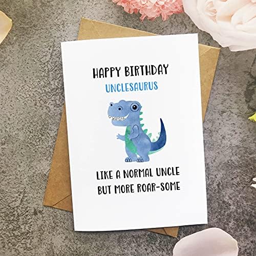 Cartão de dinossauro para tio incrível, cartão de aniversário engraçado do tio, feliz aniversário untlesaurus