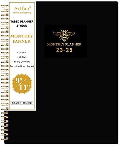 2023-2026 Planejador mensal-Planejador/Calendário Mensal de 3 anos 2023-2026, Jul.2023-Jun.2026, 9 x 11, calendário