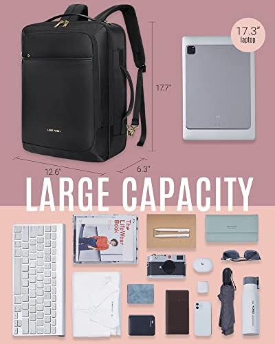 Laptop de vôo leve Mulheres, mochila grande de computador para laptop de 17,3 polegadas, mochila profissional de trabalho