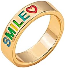 Anéis simples para mulheres letra colorida de óleo ring ring ring feminino retro liso anel presente para amigos e amantes