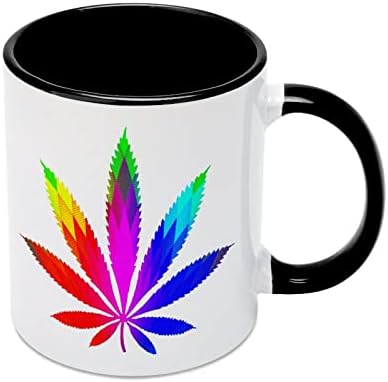 Arte de ervas daninhas coloridas caneca de cerâmica criativa preta interna copo de café Durável canecas de canecas exclusivas