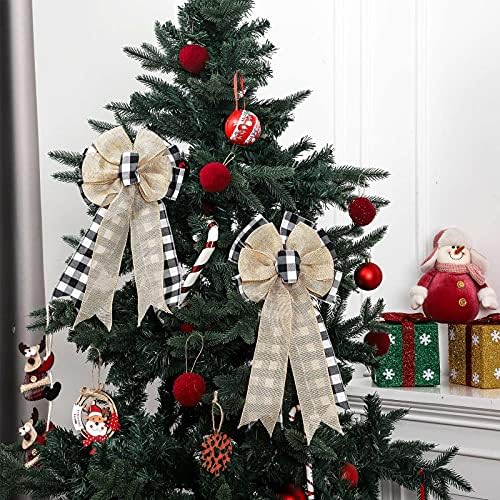 SYCHOOD 2 peças Christmas Buffalo Sexas xadrezas de férias Decorativa arcos decorativos de dupla camada de seca corajeira
