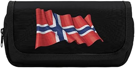 Bolsa de capa de capa dupla da bandeira da Noruega Double caneta Bolsa de panela de caneta de grande capacidade para o escritório