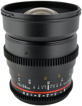 Rokinon Cine CV24M-N 24mm T1.5 Lente de Cine para Nikon com abertura desbotada e siga a compatibilidade de foco de 24-24mm