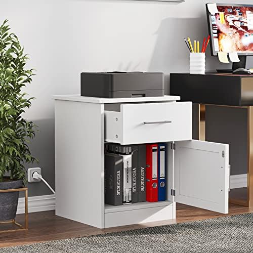 Conjunto de Reettic de 2 NightStand com estação de carregamento e portas USB e tomadas de energia, mesa lateral com gaveta