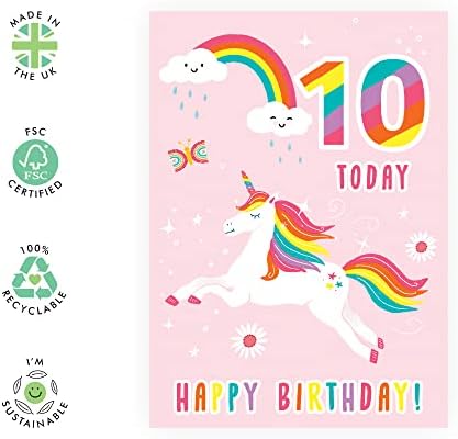 Central 23 10º cartão de aniversário para meninas - Cartão de aniversário unicórnio - Feliz aniversário, cartão de