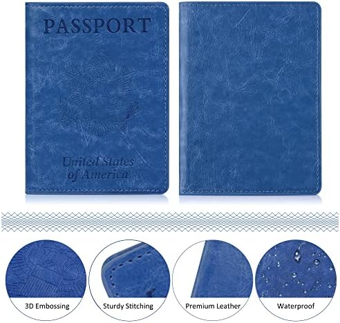 Combo de passaporte e cartões de vacina - 1 Pacote de passaporte PU PU com ranhura de cartas de vacina, cobertura de passaporte