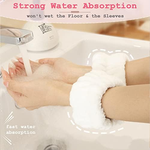6 PCS Toalhas de pulso para lavar o rosto, Microfiber Washband absorvente faixas de pulso para mulheres meninas impedem a água derramando de seus braços