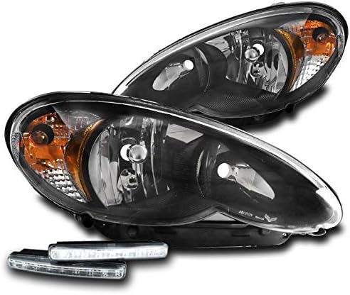 ZMAUTOPARTS SUBSTITUIÇÃO FEXTOS BLACK FACTINGS COM LUZES DRL LED WHITE DRL para 2006-2010 Chrysler PT Cruiser