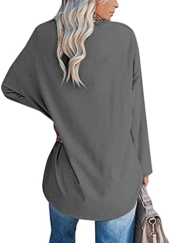 Saxigol Pub Fall de manga longa Pullover de tendência para mulheres Grandes camisas esticadas de caveira