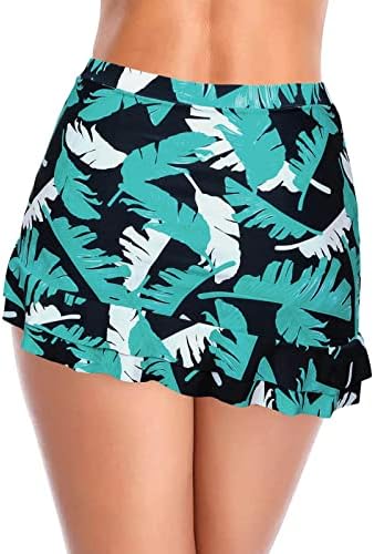 Minado de biquíni com estampa de leopardo para mulheres de verão Bottom Boardshort Athletic Ruffle Shorts de banho de cordão
