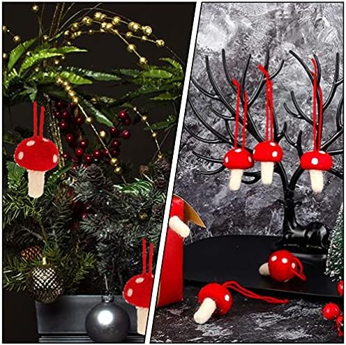 Ornamento de lã de natal pingentes de ornamento: 12pcs Ornamentos de cogumelos vermelhos mini árvores de Natal de inverno decorações