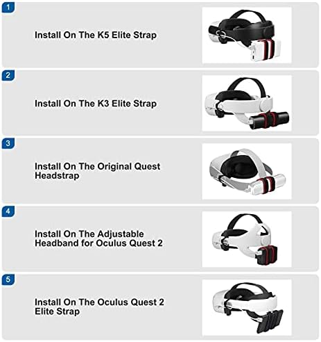 Cinta de bateria do Banco de Power e Esimen para Oculus Quest 2 Elite Strap, Acessórios para Meta Quest 2 - Fixação na correia de