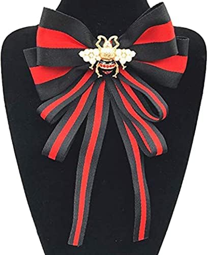 Moda Red Ribbon Big Bowknot Broche Pins 2018 para mulheres Rhinestones Crystal Trey Collar Jewelry Acessórios