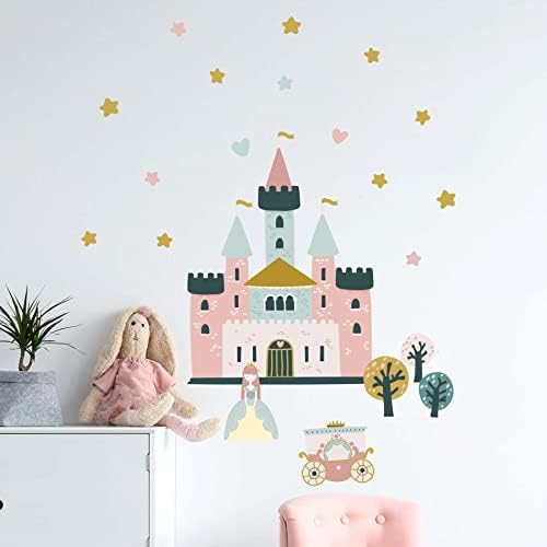 Princess Castle e decalques de parede de carruagem para o quarto e berçário de meninas 21pcs - crianças e adesivos
