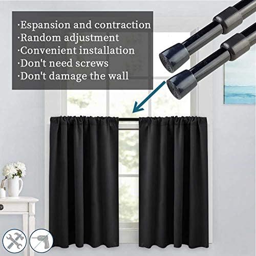 2PCS Spring Tension Curtain Haste ， 28-43 polegadas de pressão expansível ajustável Hastes de tensão de cortina