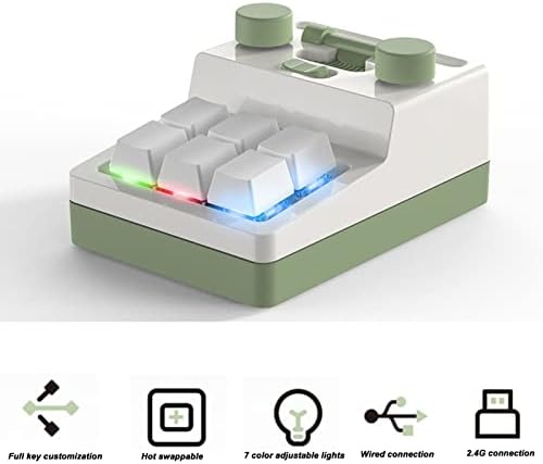 Jectse 6 teclado -chave, mini -macro -teclado mecânico teclado para jogos com iluminação RGB, design do botão Hot Swappable Programming Teclado Bluetooth para jogos