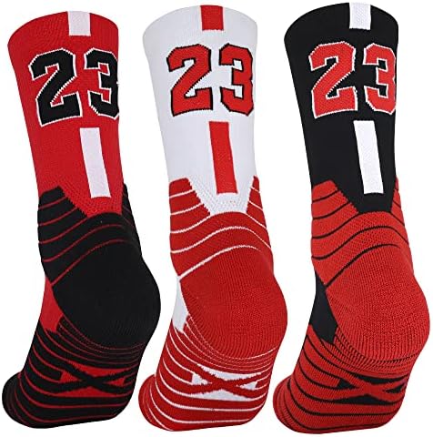 3 pares de meias de basquete, meias de corrida atléticas presentes de meias esportivas de almofada de compressão para homens