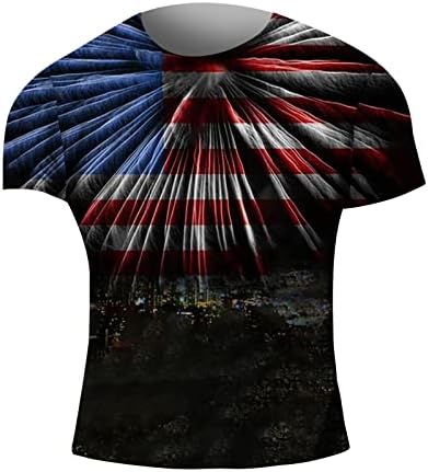 Camisa de manga longa masculina de verão masculino ao ar livre do dia da independência impressa camiseta de manga curta