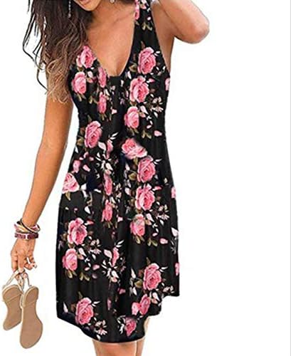 Vestido iqka boho Vestido floral casual Prind Women Women curto moda sexy vestido feminino sem mangas