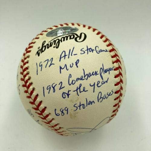 Joe Morgan assinou muito inscrito na carreira Stat Baseball Reggie Jackson Coa - Bolalls autografados