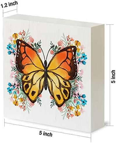 Caixa de madeira de borboleta floral retro Butterfly assinando rústico no verão de borboleta caixa de madeira plata