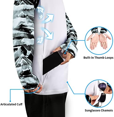 Camisa de pesca de palmyth para homens de manga longa Proteção solar UV UPF 50+ camisetas com bolso