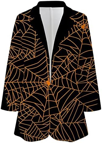Jackets de Blazer de Halloween para mulheres Spider Bat Pumpkin Graphic Cardigan Cardigan Casal Longa Longa Blazers