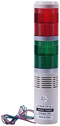 OTHMRO 1PCS 24V 3W Luz de aviso, lâmpada de torre leve de sinal industrial, luz de torre redonda do alarme do LED da coluna, indicador luz contínua, peças eletrônicas plásticas para estações de trabalho com som vermelho verde