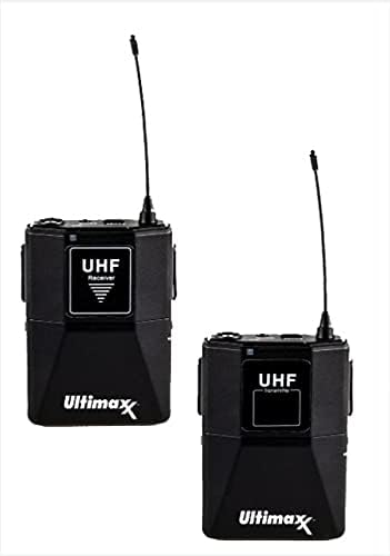 Kit de microfone sem fio Ultimaxx com microfones, cabos, kit de microfone de mão, baterias e carregador 4x AA, estojo de transporte, kit de limpeza e pano de microfibra