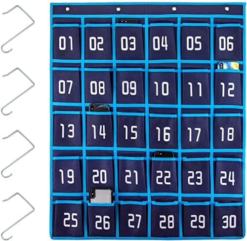 Aiex Numered Pocket Chart Celular Organizador pendurado Bag de armazenamento para a calculadora de sala de aula Titulares de telefones celulares